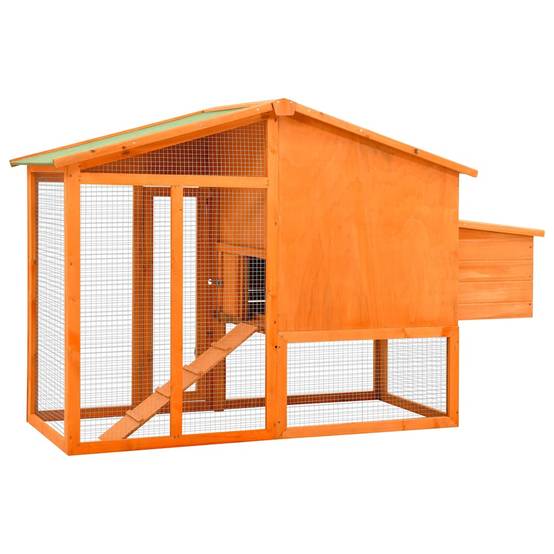 Grand poulailler bois de sapin avec nichoir et parc extérieur Brun – ComfortXL Outdoor Living - Image 4