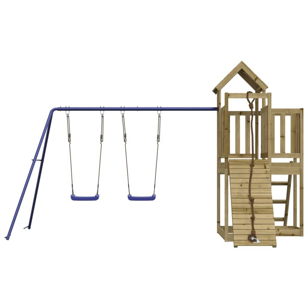 Helloshop26 - Aire de jeux d'extérieur balançoires toboggan portiques robuste jeux jardin 357 x 248 x 214 cm bois de pin imprégné - Imagen 3