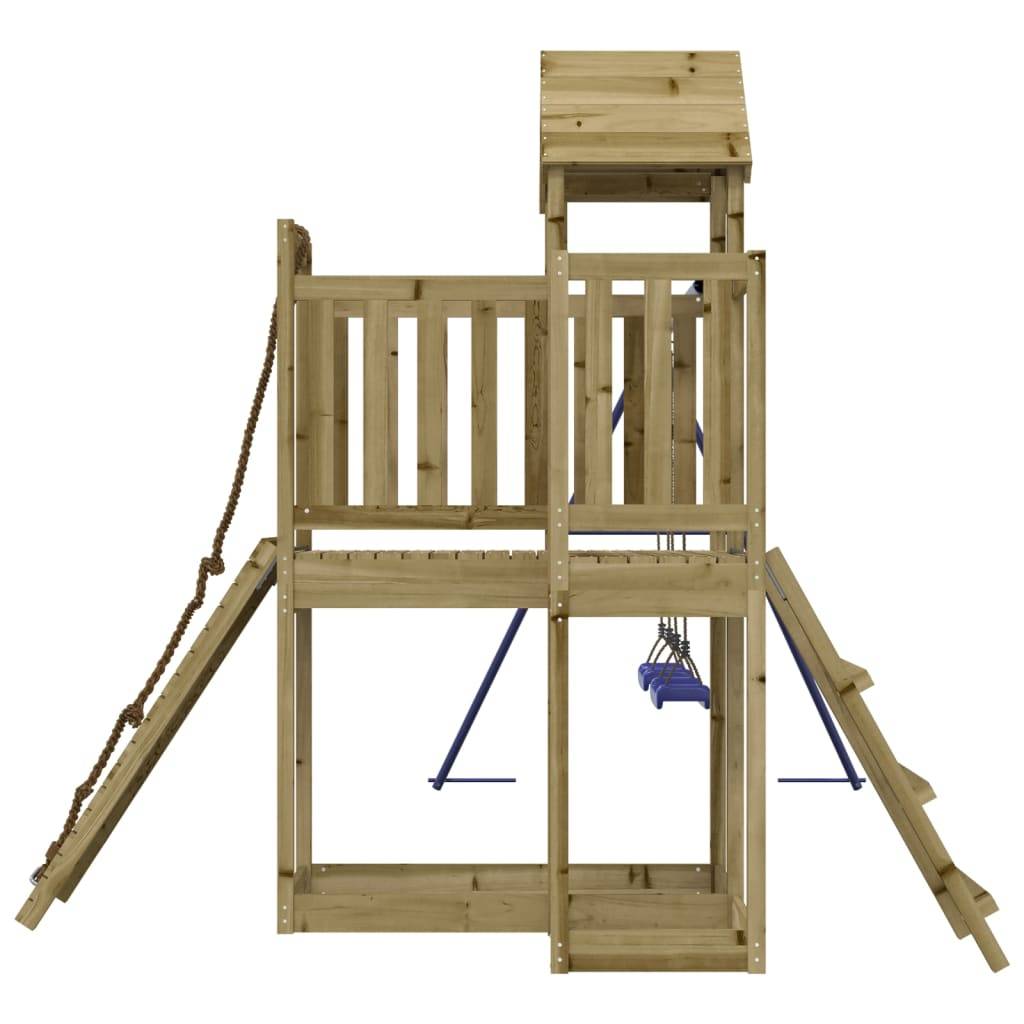Helloshop26 - Aire de jeux d'extérieur balançoires toboggan portiques robuste jeux jardin 357 x 248 x 214 cm bois de pin imprégné - Imagen 4