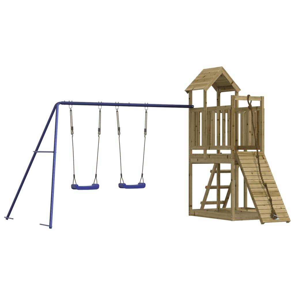 Helloshop26 - Aire de jeux d'extérieur balançoires toboggan portiques robuste jeux jardin 357 x 248 x 214 cm bois de pin imprégné - Imagen 2