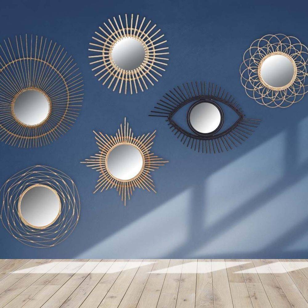 Aubry Gaspard - Miroir en rotin naturel Étoile - Imagen 4