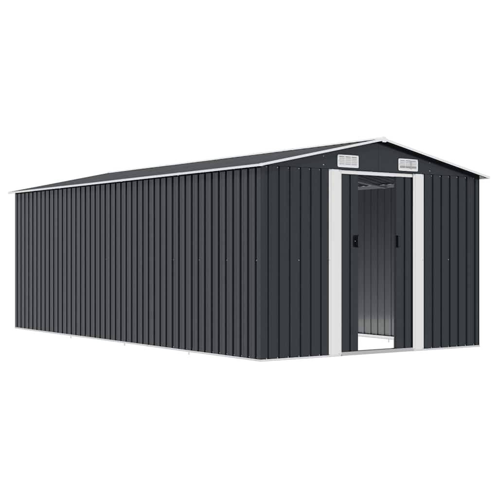 PANGIVO - Abri de jardin avec double porte coulissante - Acier galvanisé anthracite - 257x489x181 cm - Surface au sol 11,64m² - PANGIVO - Image 4