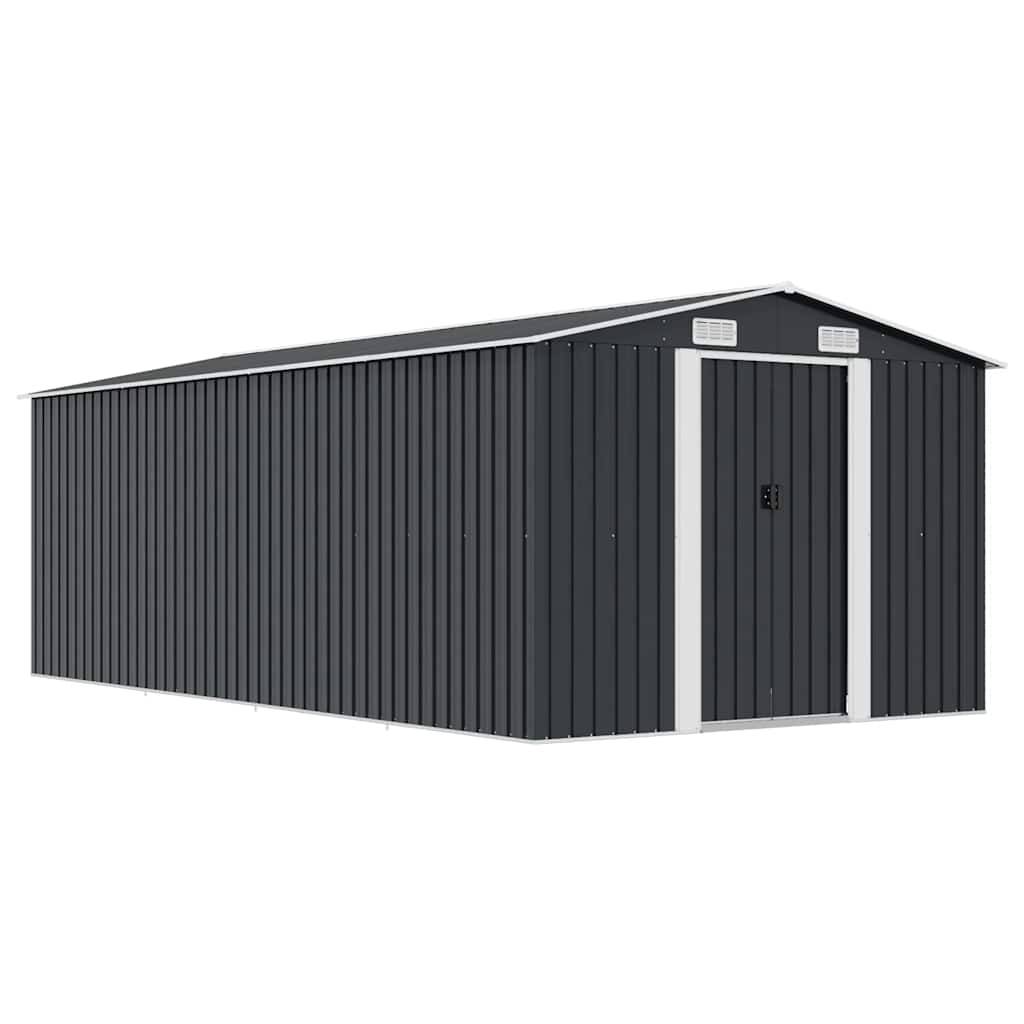 PANGIVO - Abri de jardin avec double porte coulissante - Acier galvanisé anthracite - 257x489x181 cm - Surface au sol 11,64m² - PANGIVO - Image 1