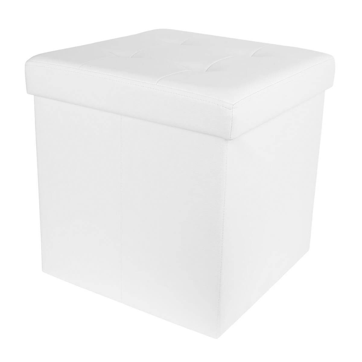ALTOBUY - Pouf Coffre Pliable Carré Simili Cuir Blanc Capitonné - RONNY