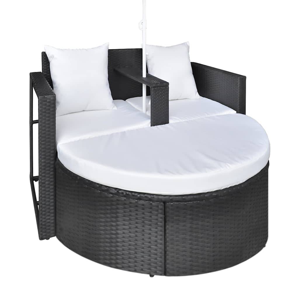 Vidaxl - Lit de jardin avec parasol Noir Résine tressée vidaXL 40735 - Imagen 4