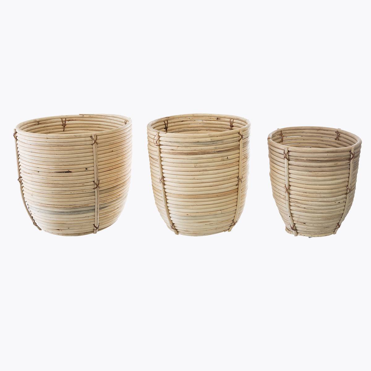 Atmosphera - Set de 3 pots rotin D24/25/34cm - Atmosphera Créateur d'intérieur - Imagen 1