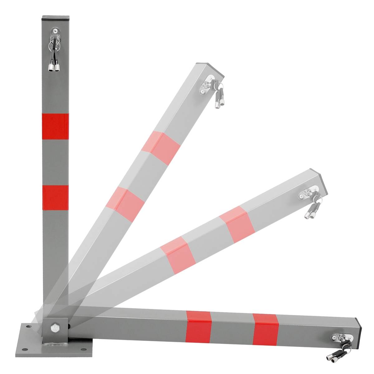 4 x Poteau de Parking Carré Rabattable - Hauteur 70 cm - 3 Clés - en Acier - Barrière Borne de Stationnement Repliable - Image 3