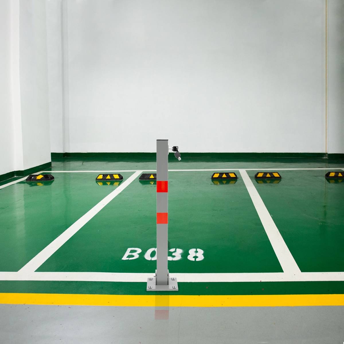 4 x Poteau de Parking Carré Rabattable - Hauteur 70 cm - 3 Clés - en Acier - Barrière Borne de Stationnement Repliable - Image 7
