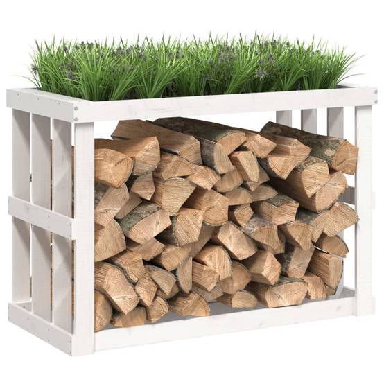 Range-bûches de jardin blanc avec jardinière 108x52x74 cm – ComfortXL Outdoor Living - Image 4