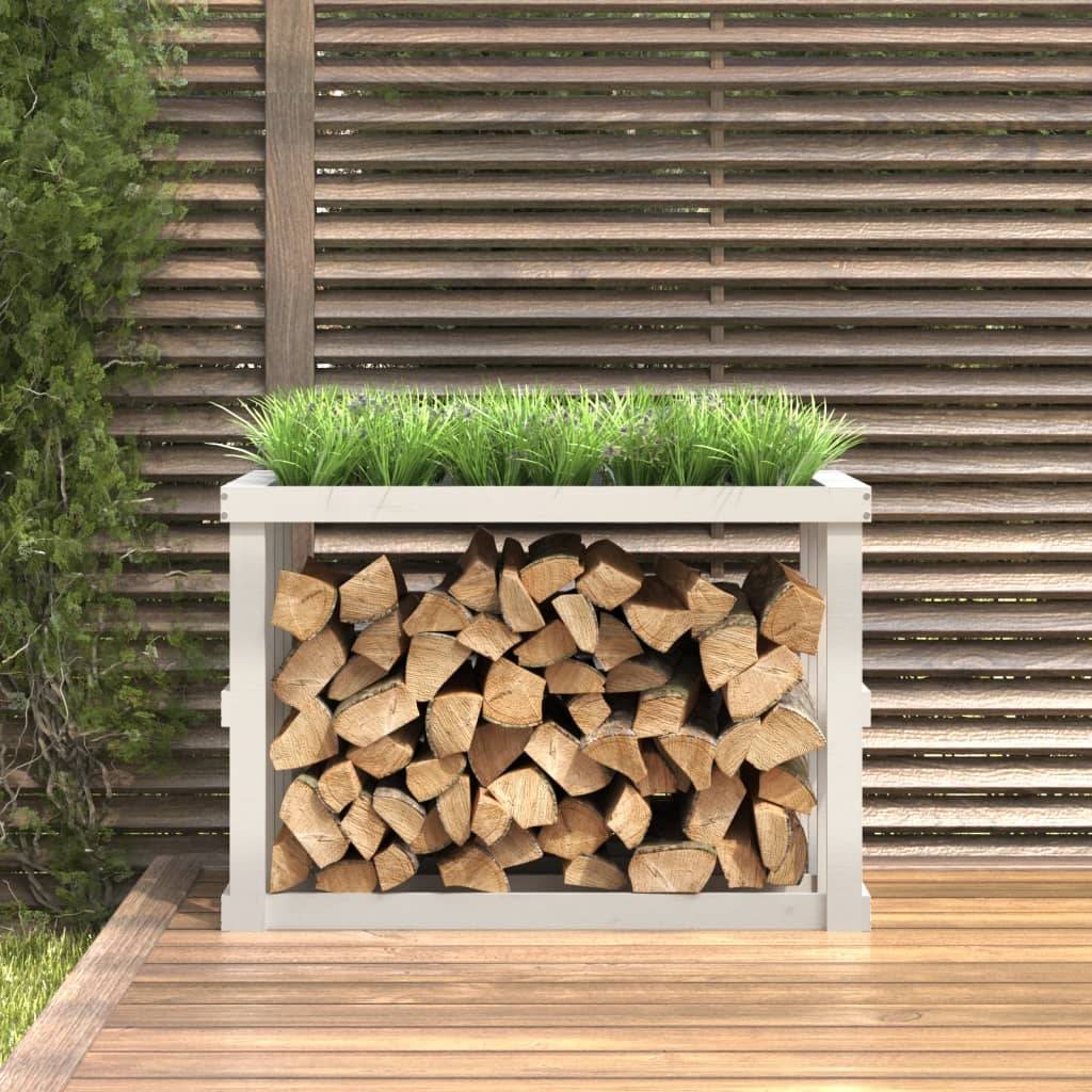 Range-bûches de jardin blanc avec jardinière 108x52x74 cm – ComfortXL Outdoor Living - Image 3