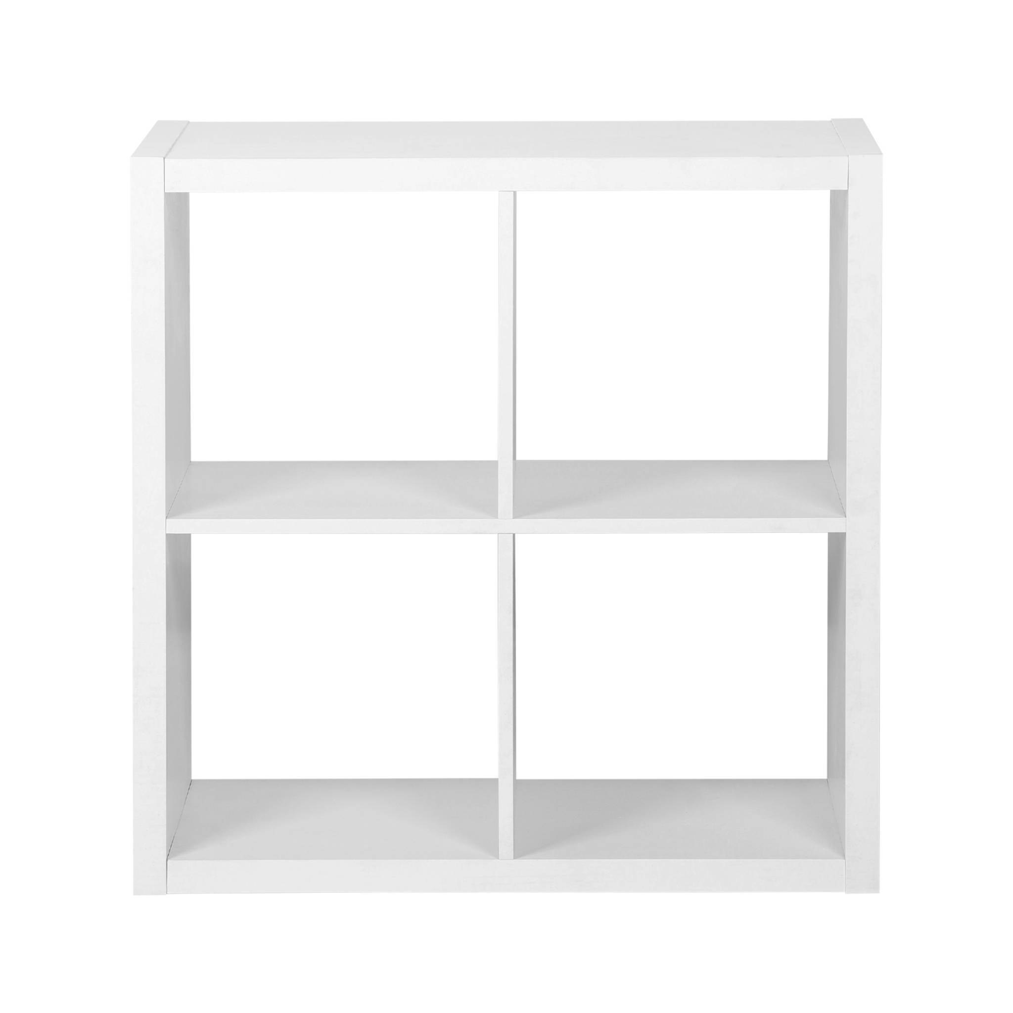 sweeek - Etagère bibliothèque cubique 2 niveaux 4 compartiments. casiers. effet bois blanc. L 76 x P 39 x H 76cm | sweeek - Image 6