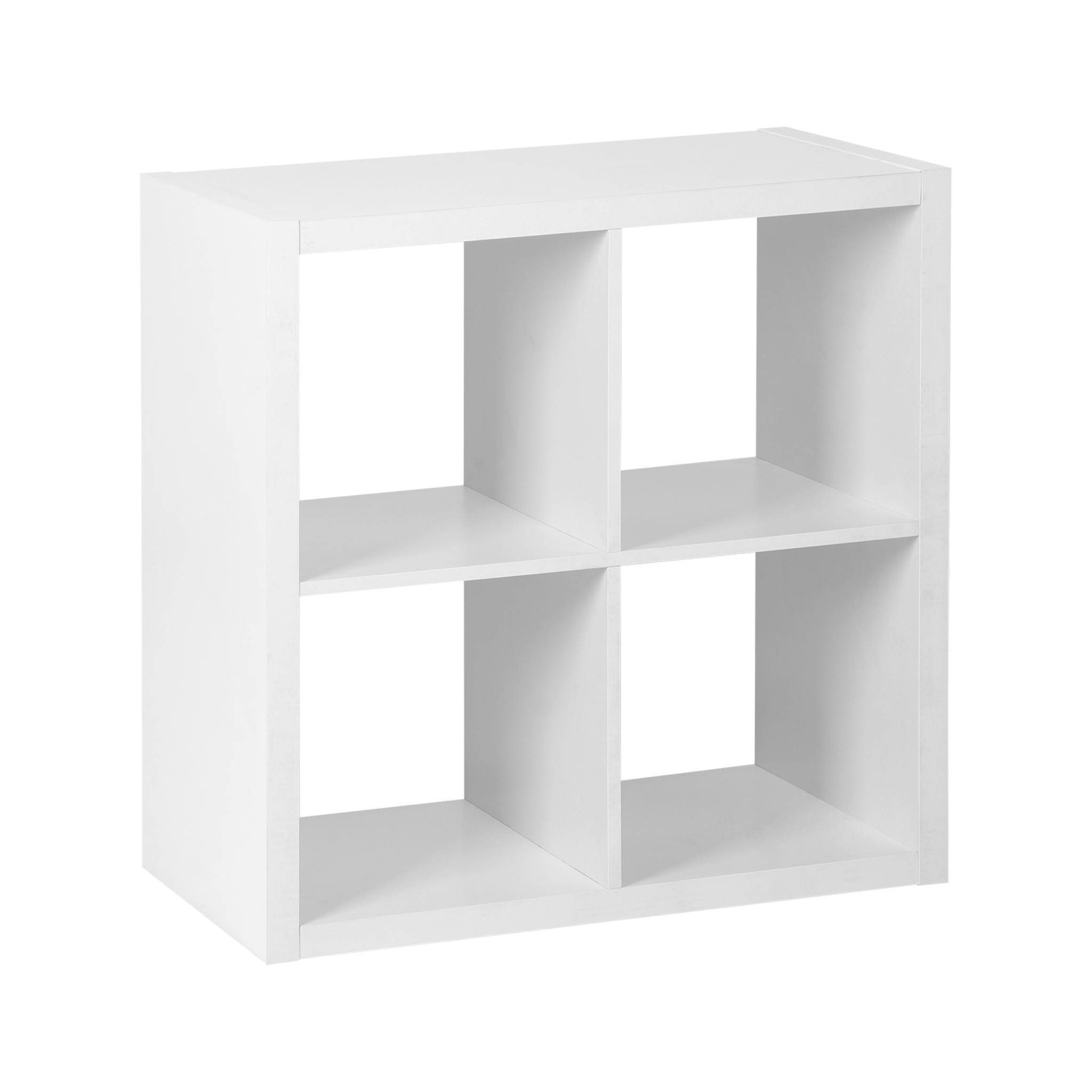 sweeek - Etagère bibliothèque cubique 2 niveaux 4 compartiments. casiers. effet bois blanc. L 76 x P 39 x H 76cm | sweeek - Image 2