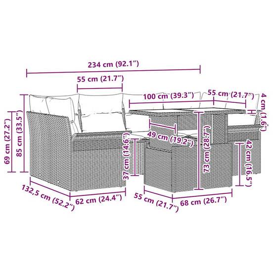 ComfortXL - Salon de jardin 6 places en polyrotin Gris modulable avec table et coussins – ComfortXL Outdoor Living - Image 3