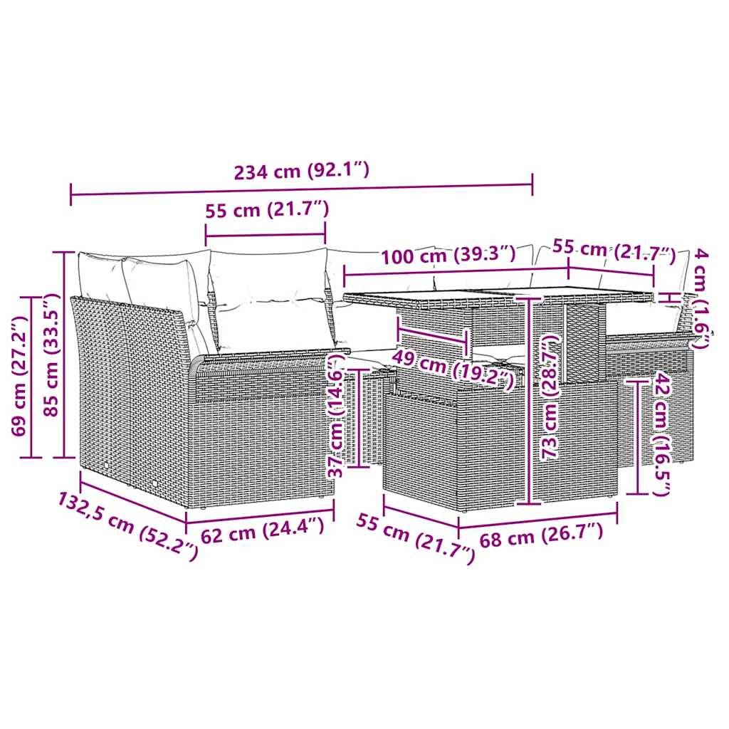 ComfortXL - Salon de jardin 6 places en polyrotin Gris modulable avec table et coussins – ComfortXL Outdoor Living - Image 3