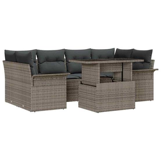 ComfortXL - Salon de jardin 6 places en polyrotin Gris modulable avec table et coussins – ComfortXL Outdoor Living - Image 2