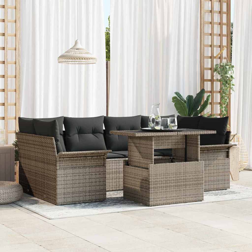 ComfortXL - Salon de jardin 6 places en polyrotin Gris modulable avec table et coussins – ComfortXL Outdoor Living - Image 1