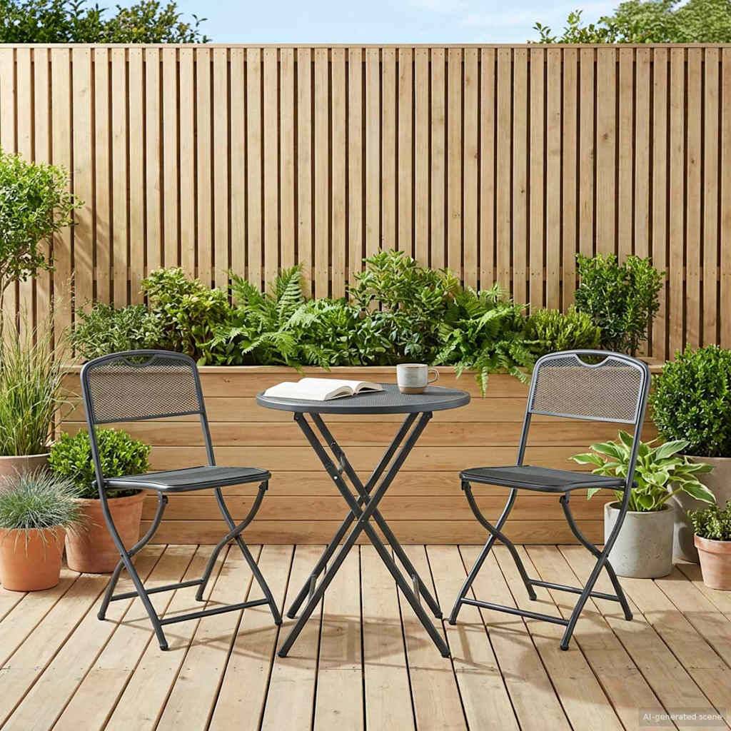 Chaises de jardin 2 pcs Fer Anthracite 52,5 x 46 x 82 cm - PANGIVO - Image 1