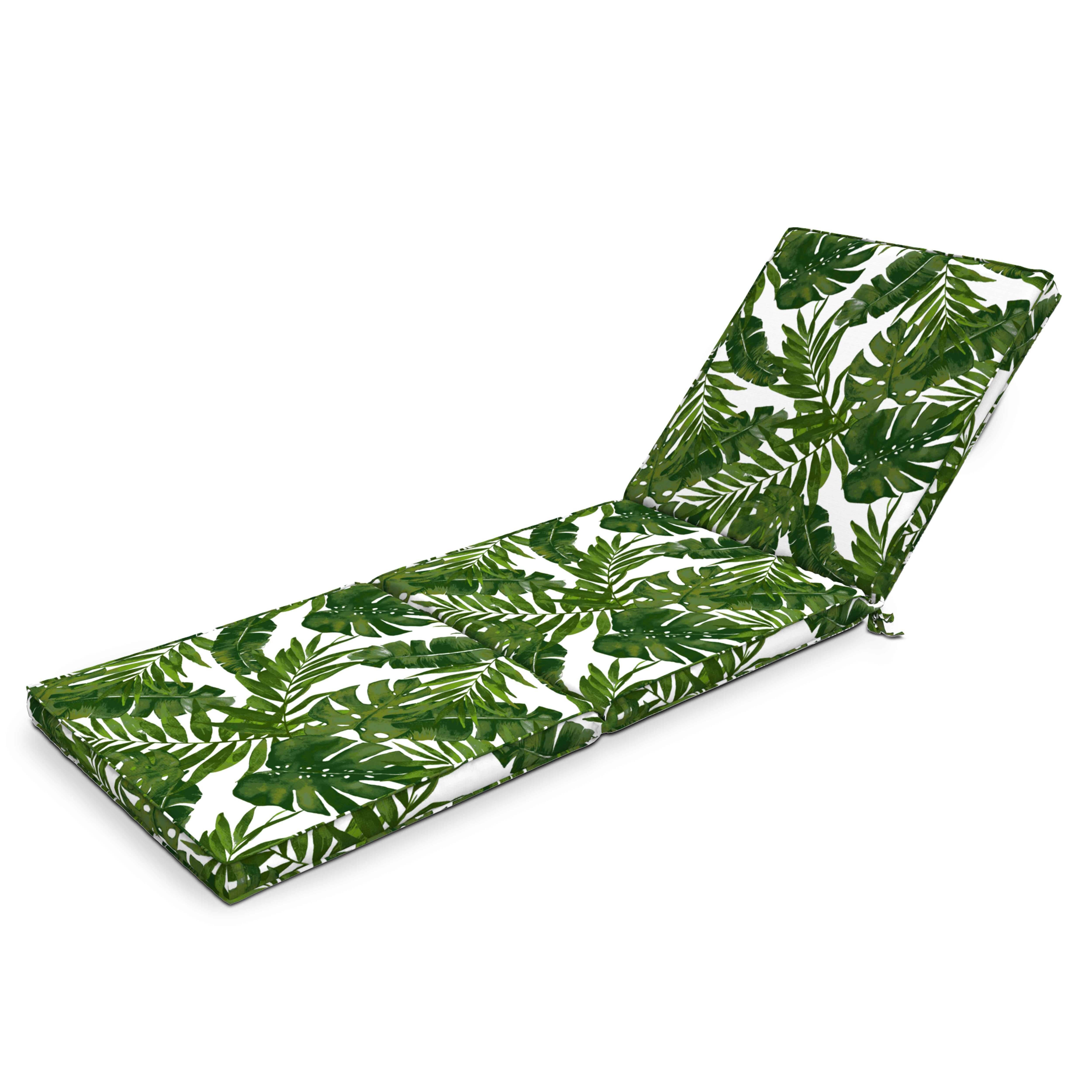 Oviala - Coussin bain de soleil polyester blanc et vert 186 x 60 x 5 cm Corboda - Oviala - Imagen 1