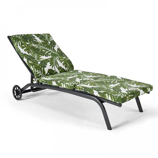 Oviala - Coussin bain de soleil polyester blanc et vert 186 x 60 x 5 cm Corboda - Oviala - Imagen 2