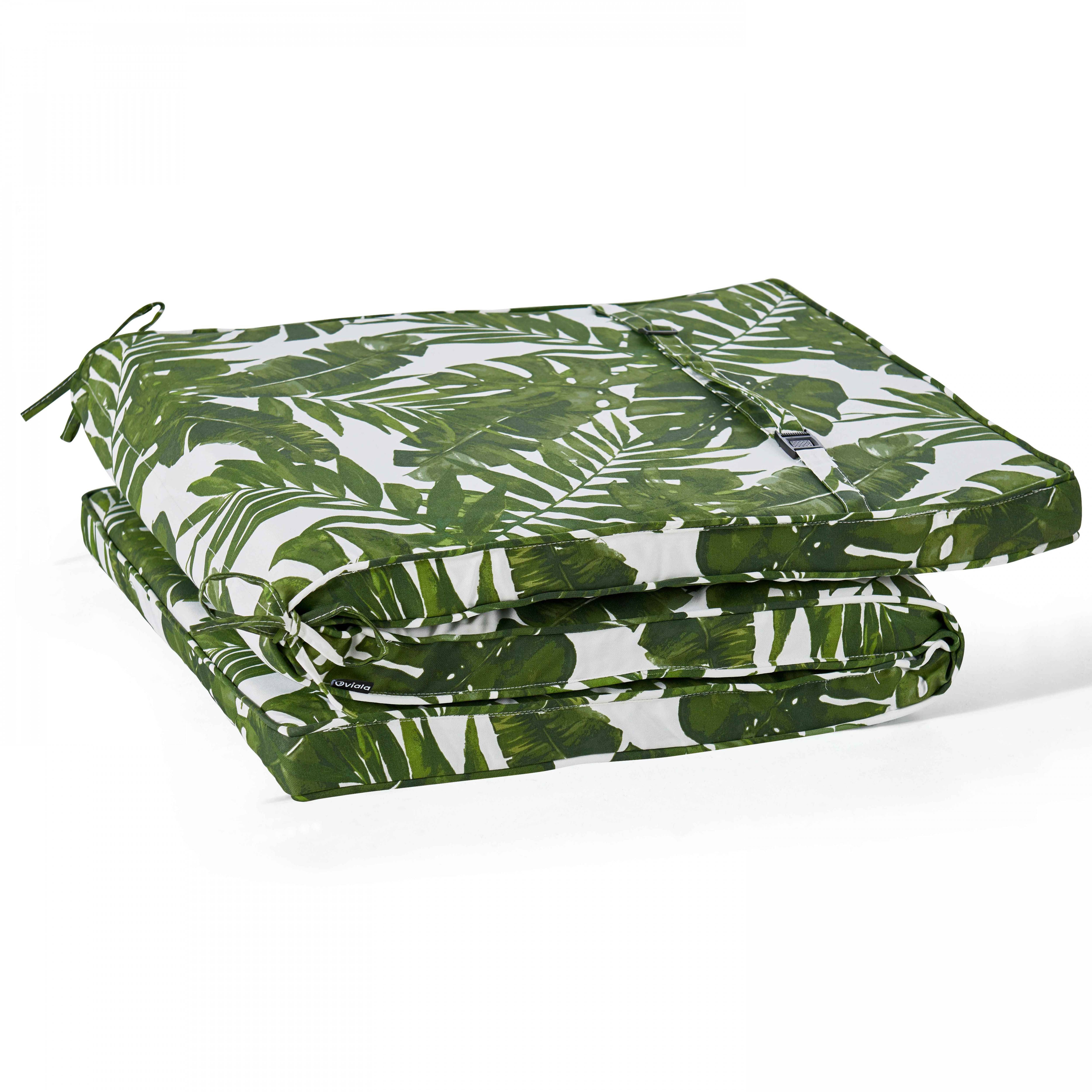Oviala - Coussin bain de soleil polyester blanc et vert 186 x 60 x 5 cm Corboda - Oviala - Imagen 3