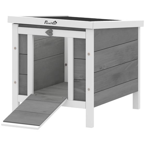 Clapier lapin bois sapin pour extérieur toit ouvrant porte convertible 51cm gris - ComfortXL Outdoor Living - Image 2