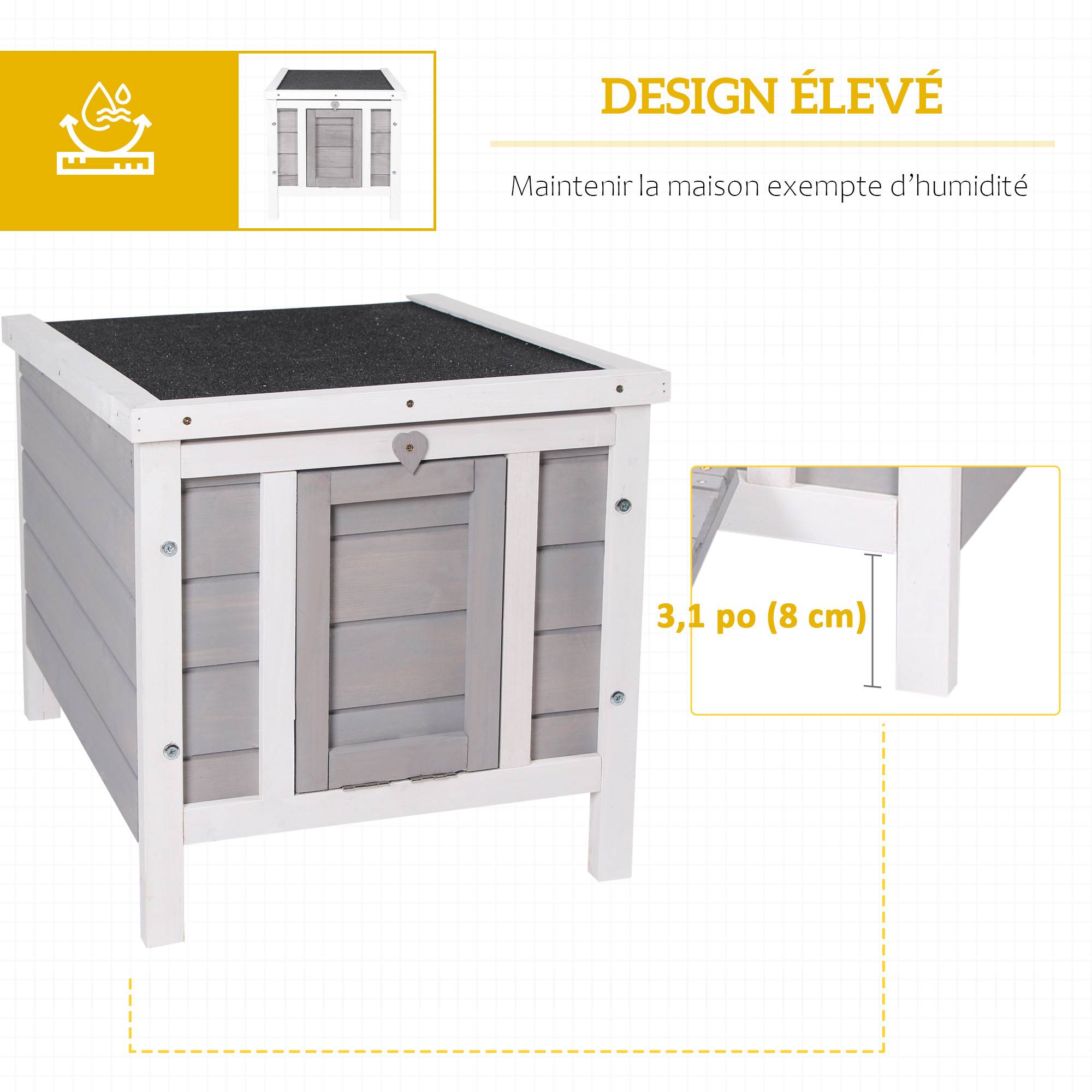 Clapier lapin bois sapin pour extérieur toit ouvrant porte convertible 51cm gris - ComfortXL Outdoor Living - Image 7