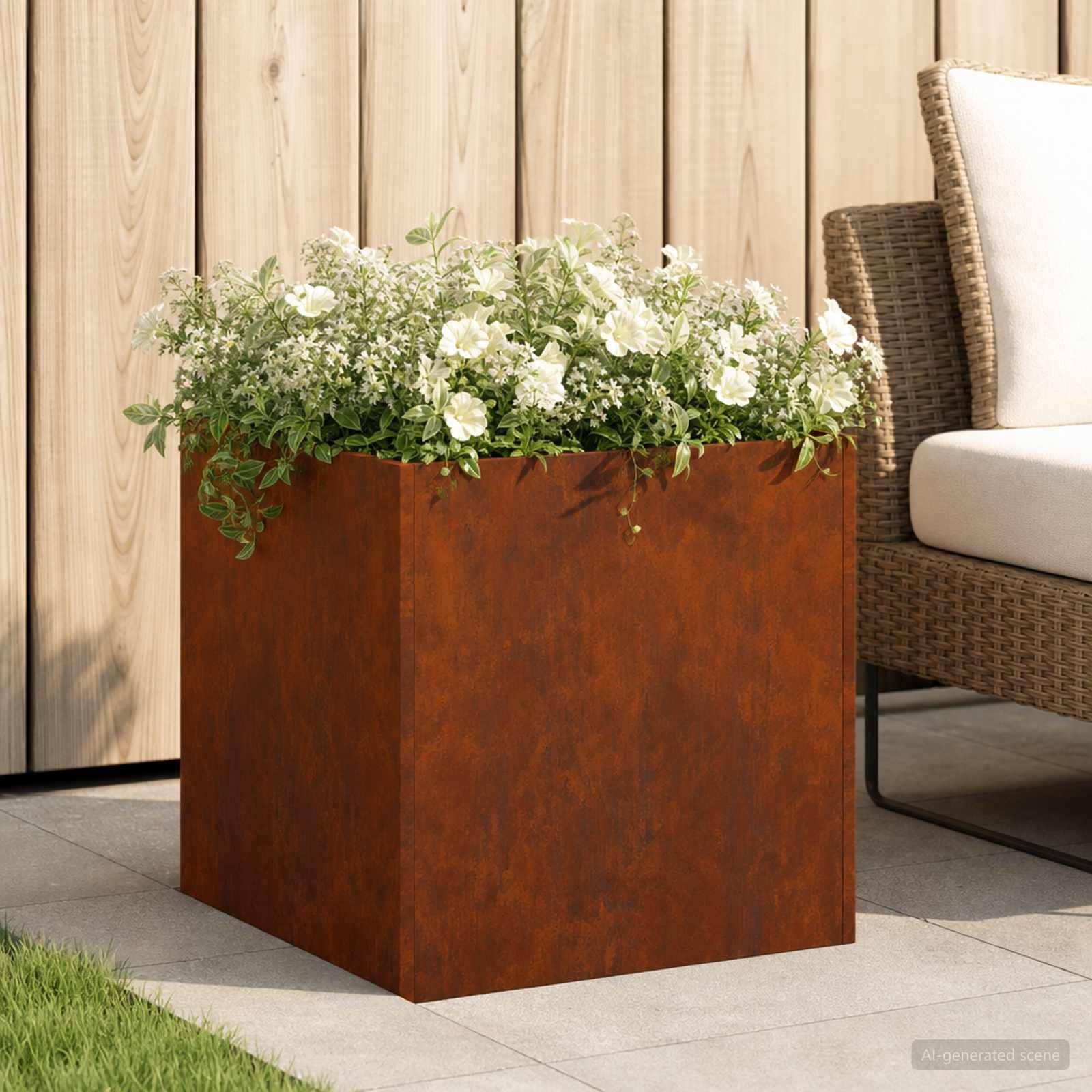 Vidaxl - Cache-pot de jardin Rouillé 20 x 20 x 20 cm Acier patiné vidaXL 8004936 - Image 1