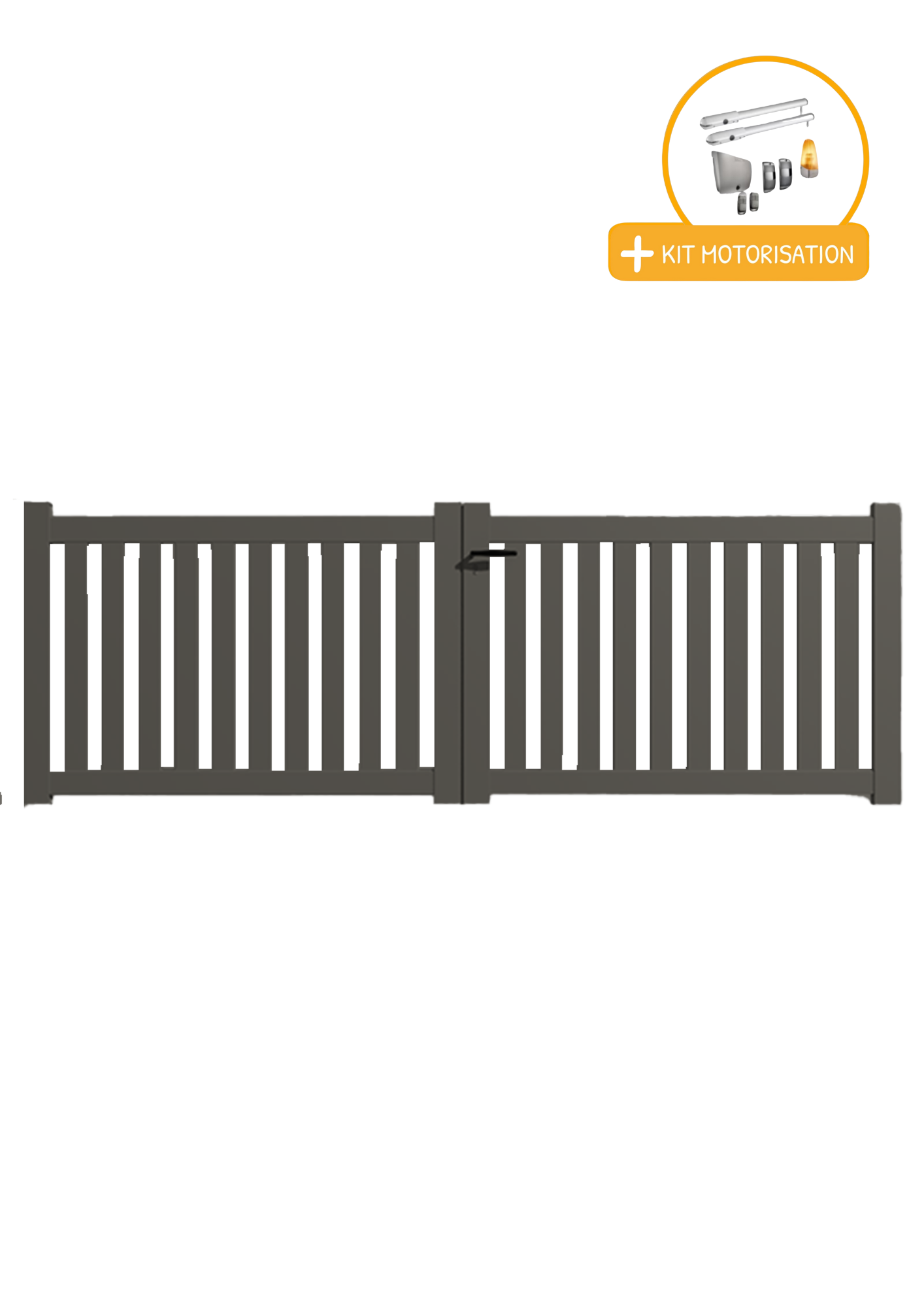 Portail Packit - Portail alu battant ajouré en kit +MOT dim. L.3500 (entre piliers) X H.1200 mmMOT SGS Essential (vérins)  Gris Quartz (RAL 7039)