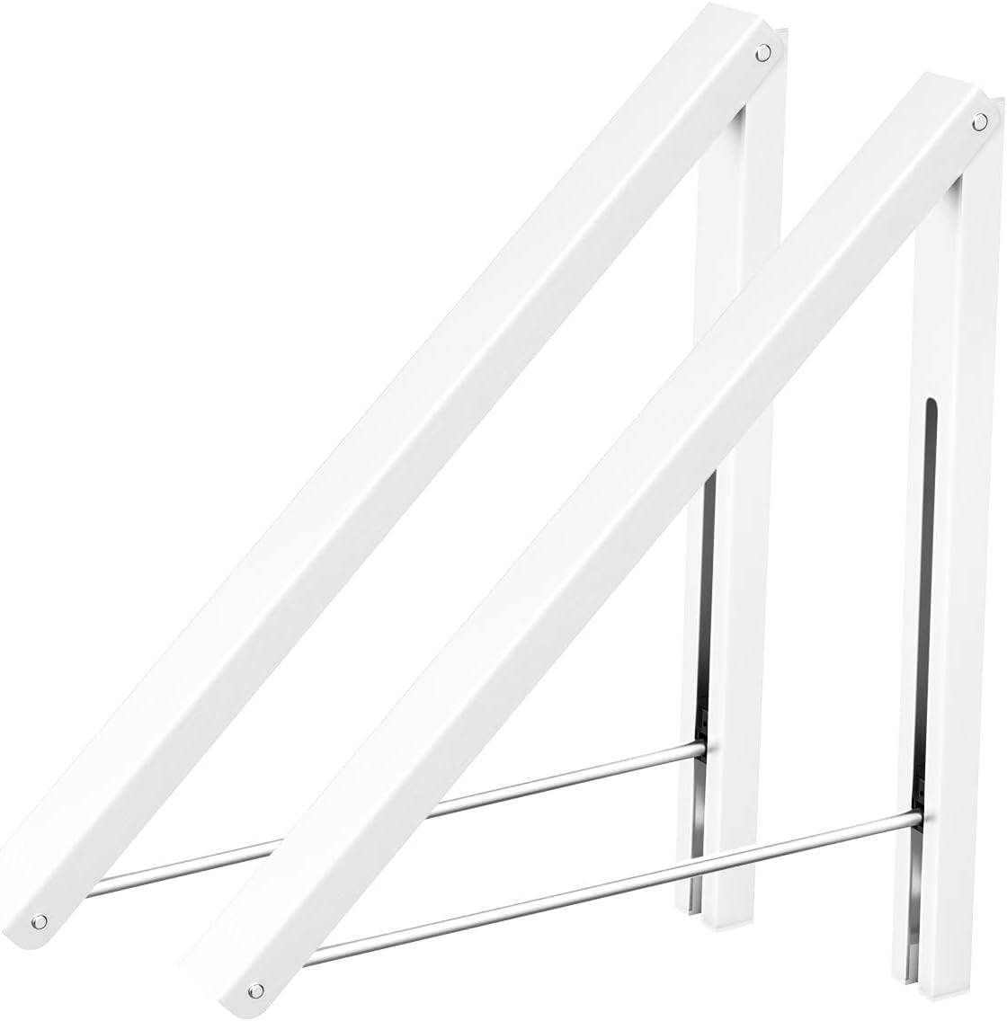 Séchoir à linge mural, rétractable et pliable, adapté aux dortoirs, placards, balcons, buanderies (2 pièces, blanc)-Lytech - Image 1