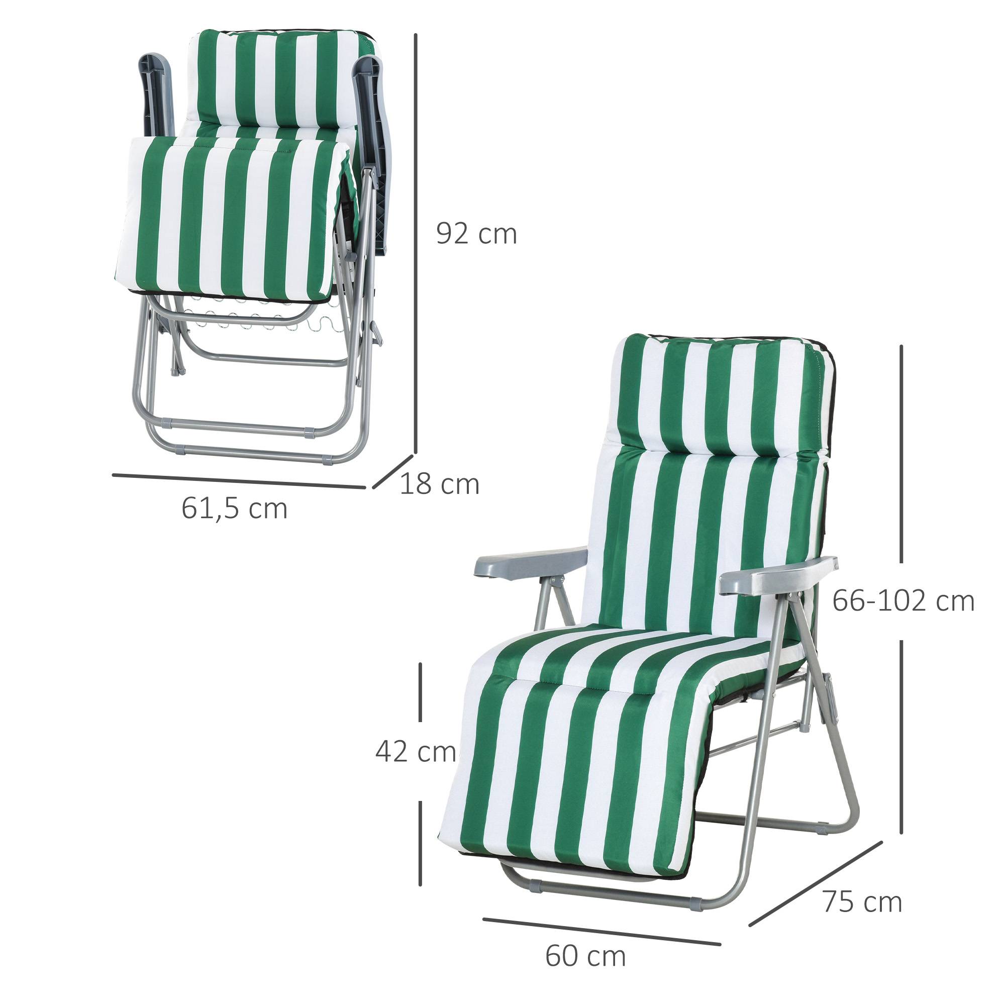 Lot de 2 Bains de Soleil Acier Jardin Dossier Inclinable 60x75x102cm Vert - ComfortXL Outdoor Living - Image 5