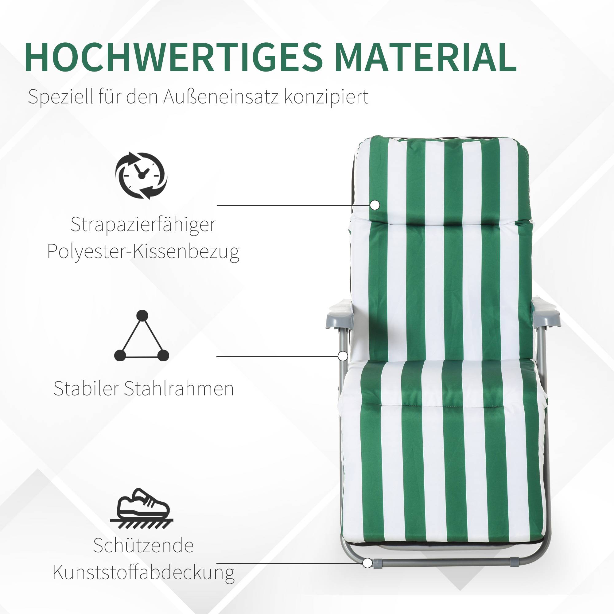 Lot de 2 Bains de Soleil Acier Jardin Dossier Inclinable 60x75x102cm Vert - ComfortXL Outdoor Living - Image 9