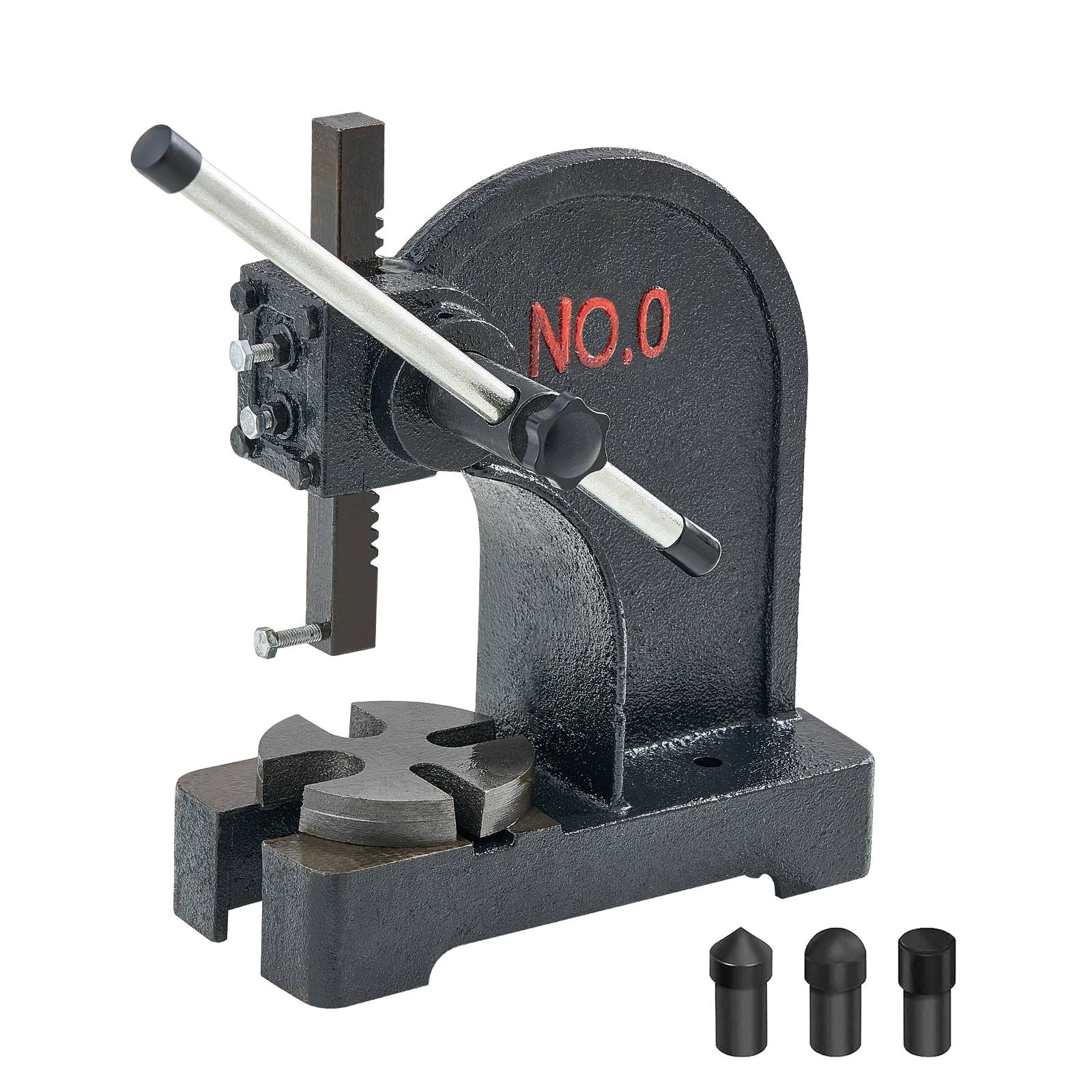 Vevor - VEVOR Presse à crémaillère 0,5 tonne, presse manuelle en fonte, course 119 mm, plaque 90 mm, 3 dérives incluses, pour estampage et formage. - Image 1