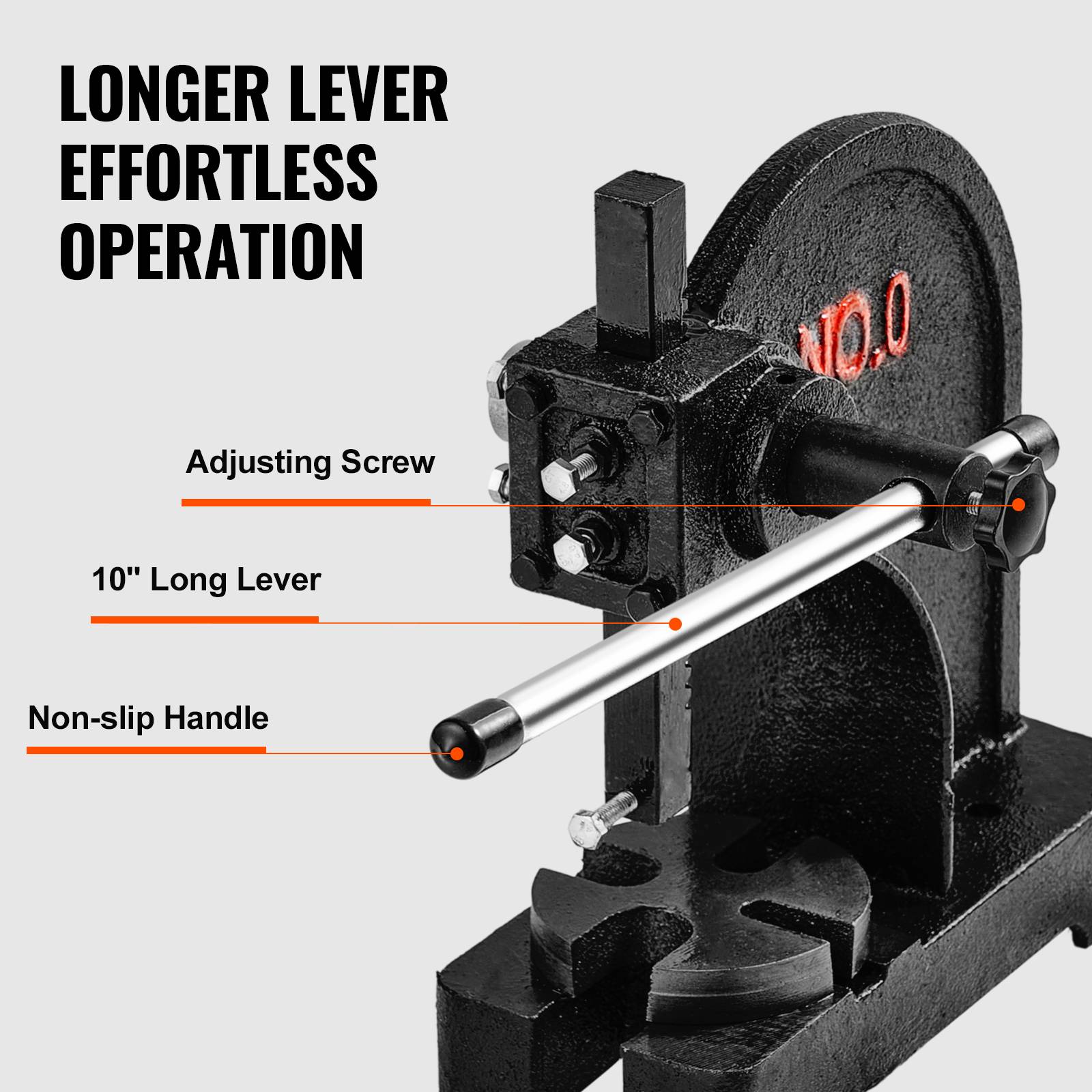 Vevor - VEVOR Presse à crémaillère 0,5 tonne, presse manuelle en fonte, course 119 mm, plaque 90 mm, 3 dérives incluses, pour estampage et formage. - Image 4