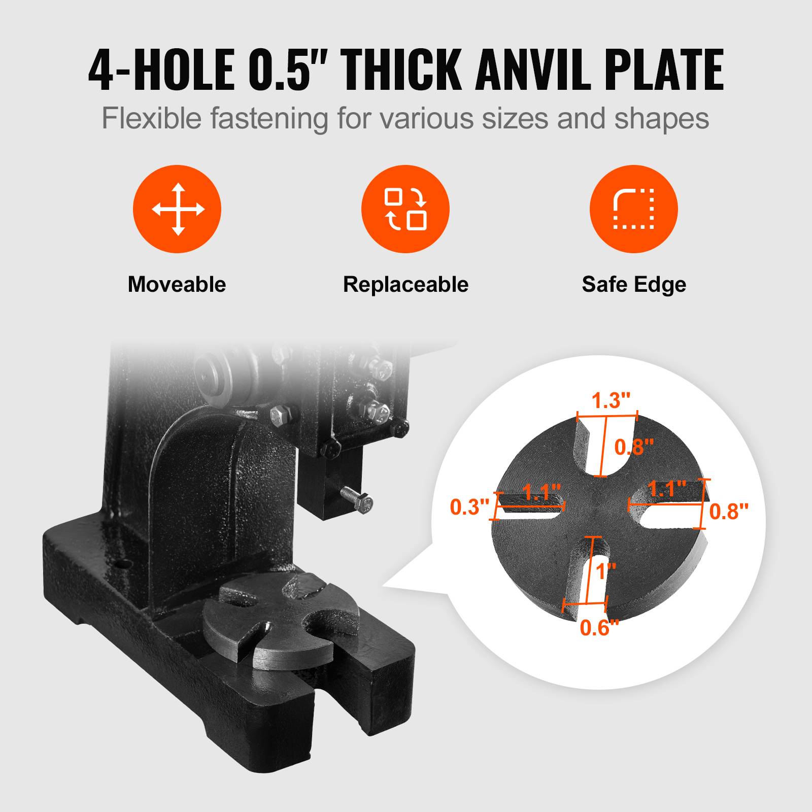 Vevor - VEVOR Presse à crémaillère 0,5 tonne, presse manuelle en fonte, course 119 mm, plaque 90 mm, 3 dérives incluses, pour estampage et formage. - Image 7