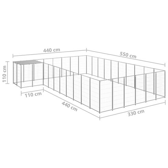 Vidaxl - Chenil Argenté 19,36 m² Acier vidaXL 3082245 - Imagen 3