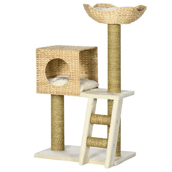 Arbre à chat bois et sisal blanc et naturel 57 x 37 x 100.5 cm - PANGIVO - Image 2