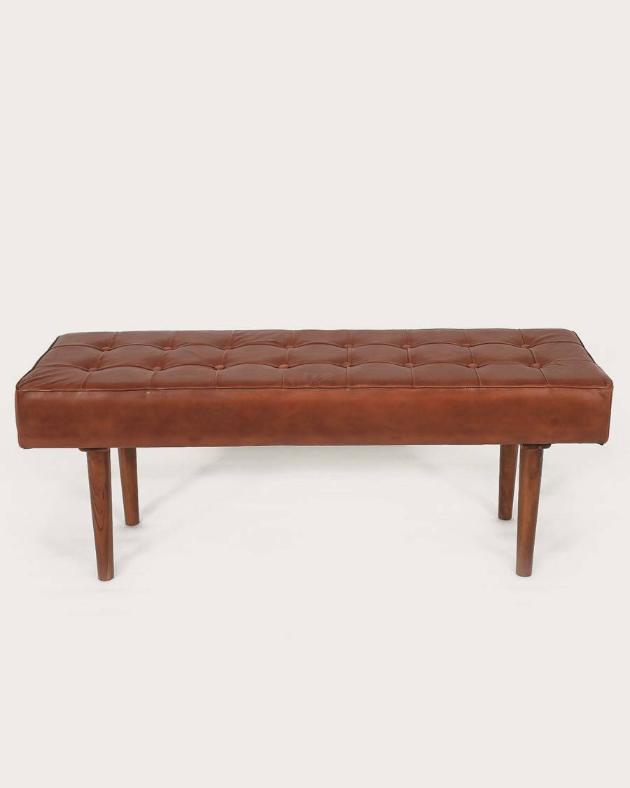 Khalari - Banc en cuir marron capitonné - UNIQKA - Imagen 6