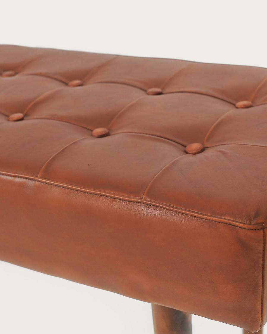 Khalari - Banc en cuir marron capitonné - UNIQKA - Imagen 7