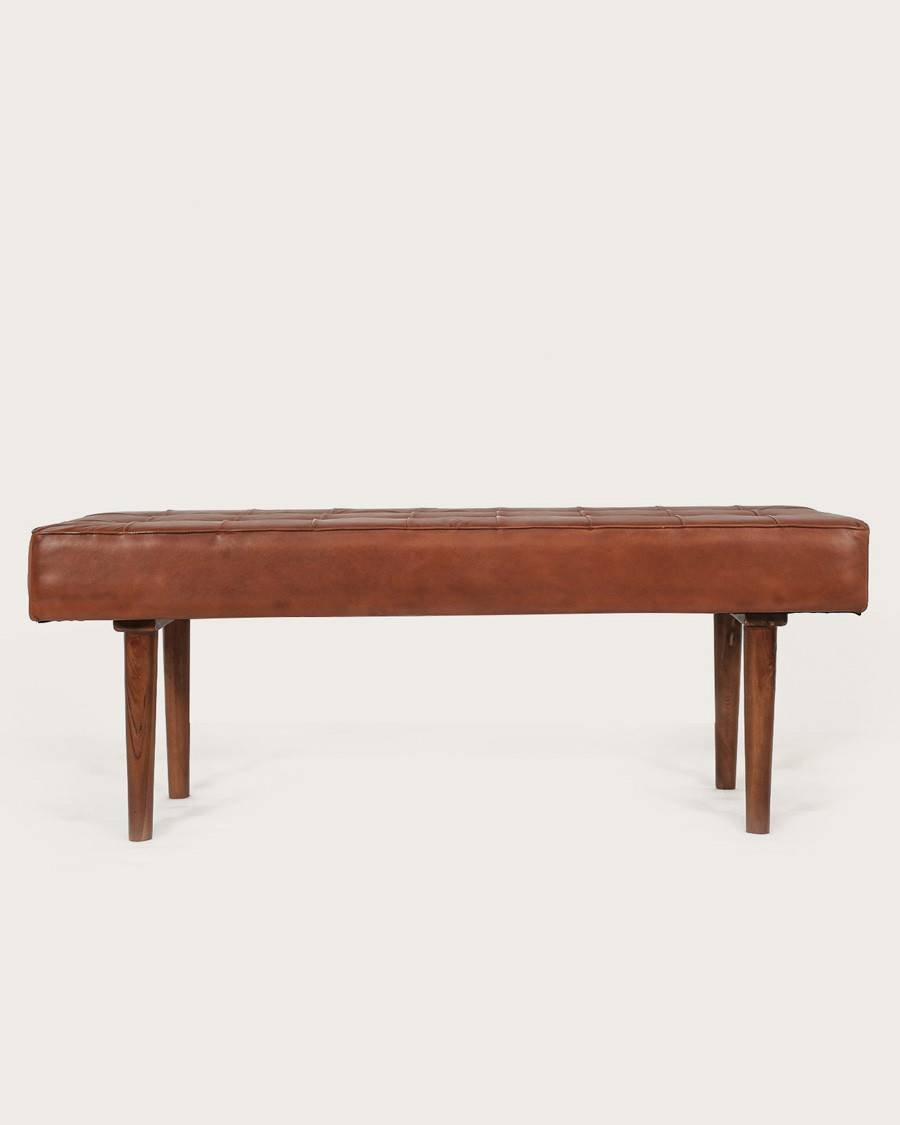 Khalari - Banc en cuir marron capitonné - UNIQKA - Imagen 4