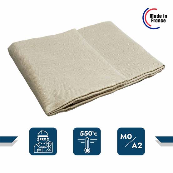 Toile Anti-Chaleur 1x1 m 550SD0 - Performance 550 degrés - Bâche de protection Soudure Ignifugée M0 Made In France TECPLAST - Imagen 2