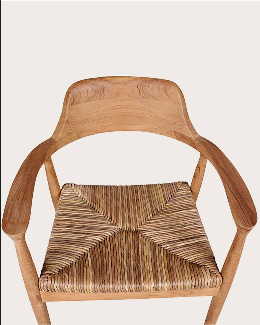 Zaha - Lot de 2 chaises en teck massif et paille - UNIQKA - Imagen 10