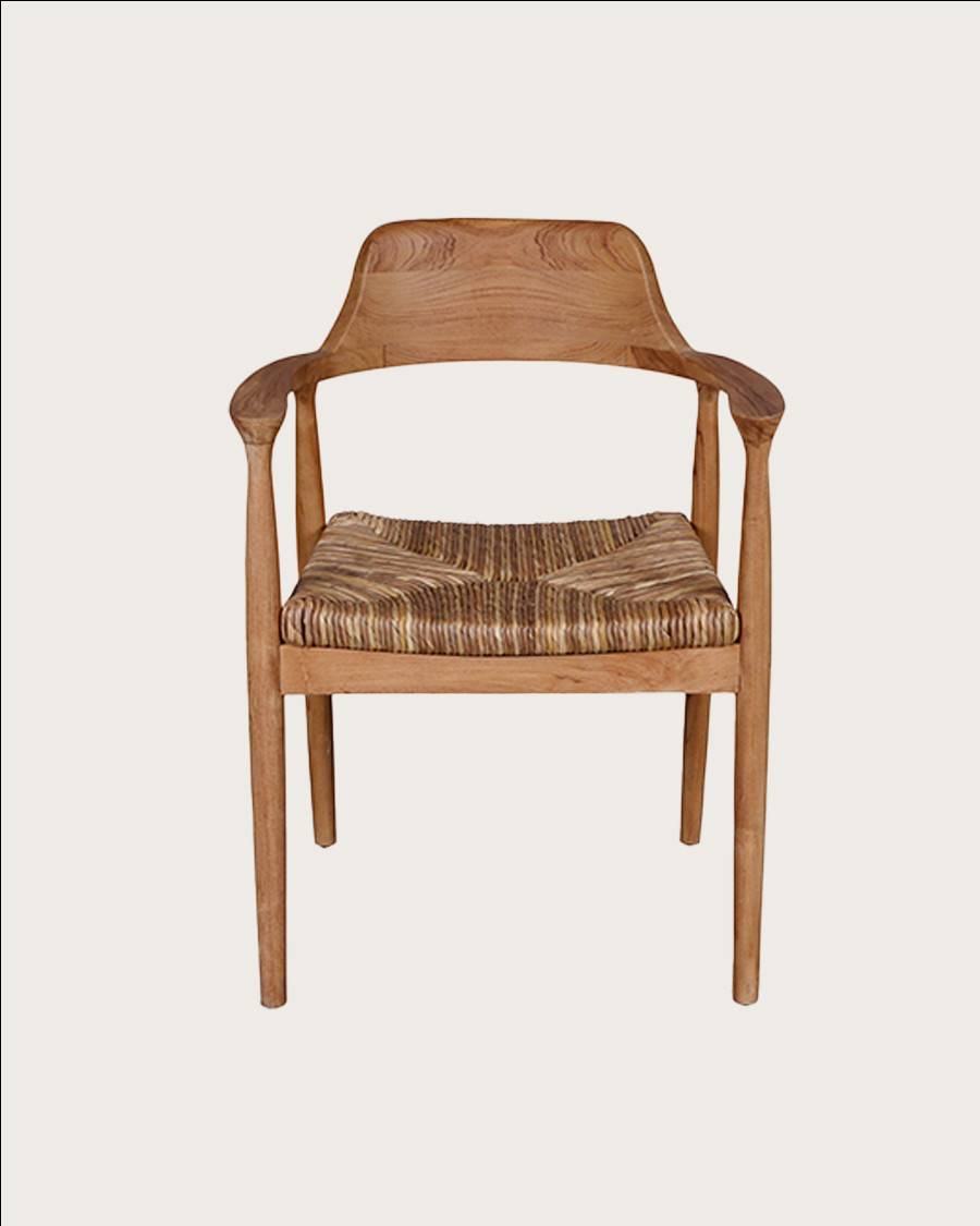Zaha - Lot de 2 chaises en teck massif et paille - UNIQKA - Imagen 3