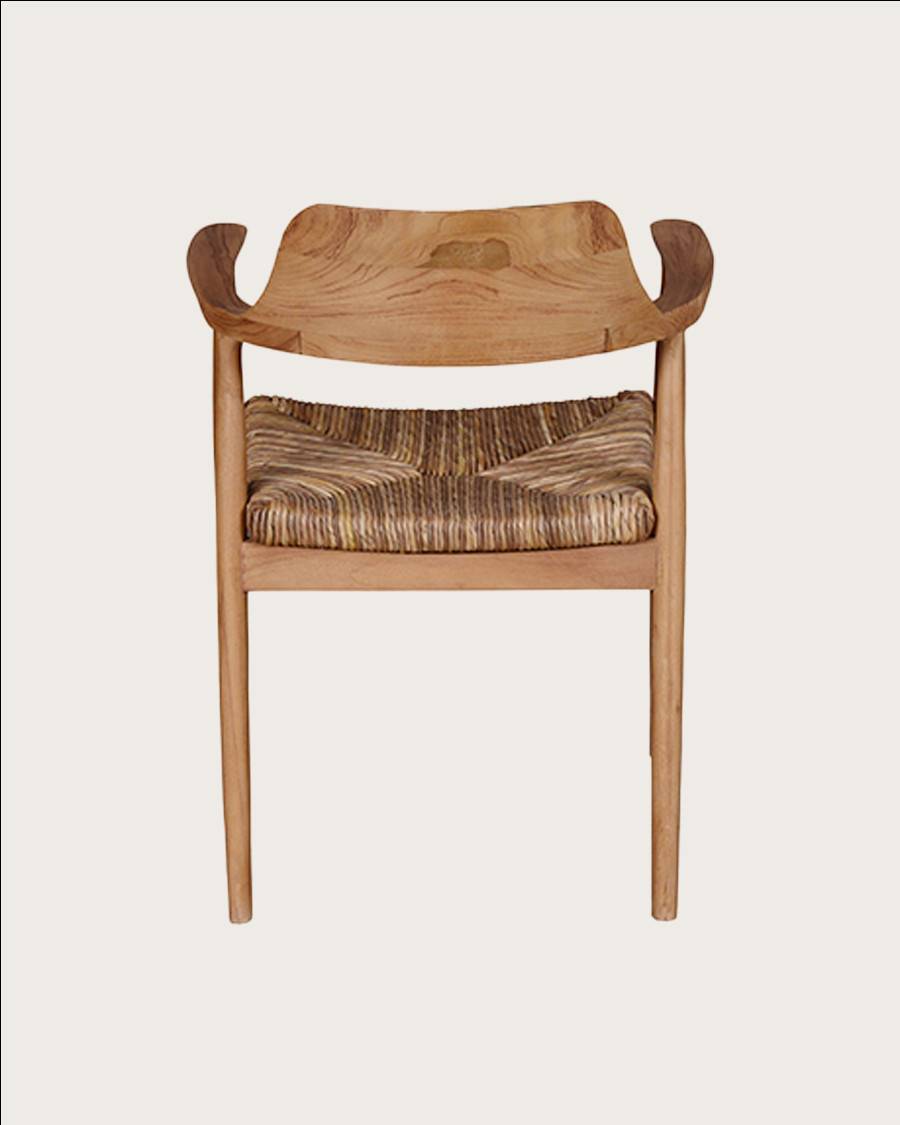 Zaha - Lot de 2 chaises en teck massif et paille - UNIQKA - Imagen 7