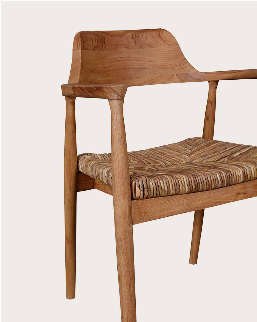 Zaha - Lot de 2 chaises en teck massif et paille - UNIQKA - Imagen 9