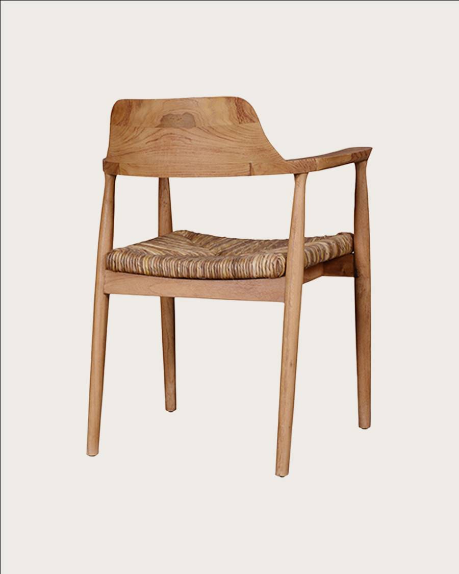 Zaha - Lot de 2 chaises en teck massif et paille - UNIQKA - Imagen 8