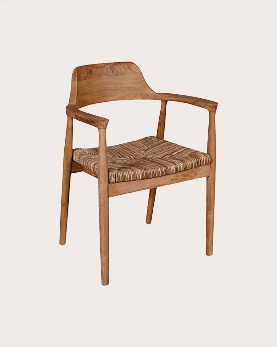 Zaha - Lot de 2 chaises en teck massif et paille - UNIQKA - Imagen 1