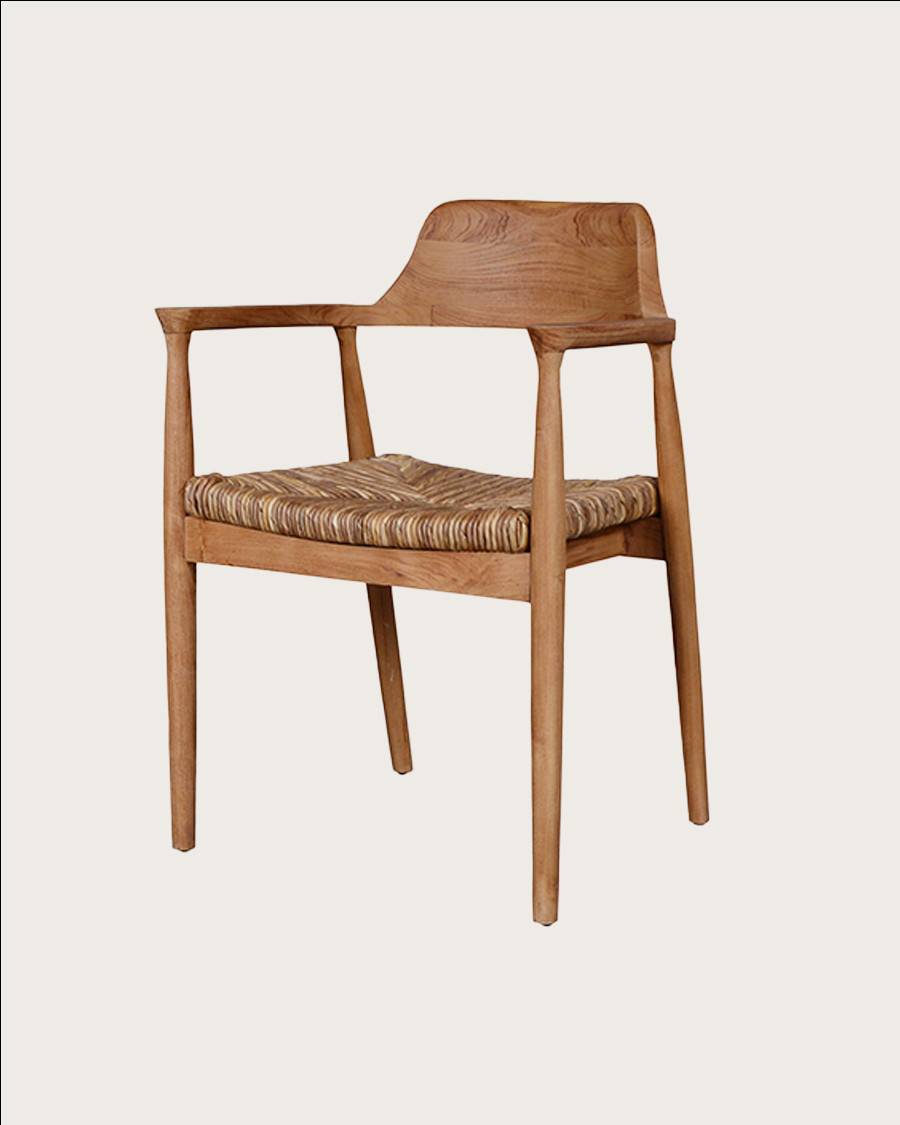 Zaha - Lot de 2 chaises en teck massif et paille - UNIQKA - Imagen 4