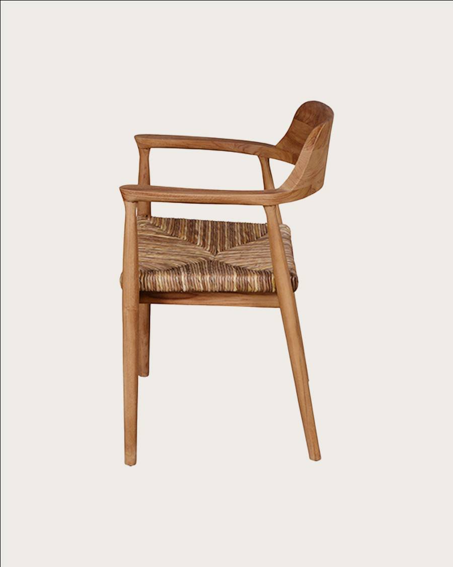 Zaha - Lot de 2 chaises en teck massif et paille - UNIQKA - Imagen 5