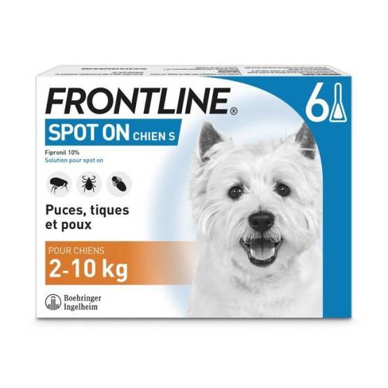 Frontline - FRONTLINE 6 pipettes Spot On Chien S - 2 a 10 kg - Puces tiques et poux - Image 1