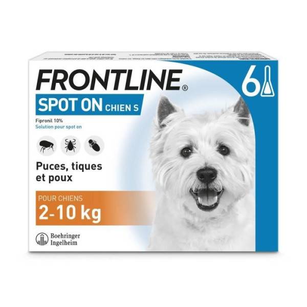 Frontline - FRONTLINE 6 pipettes Spot On Chien S - 2 a 10 kg - Puces tiques et poux